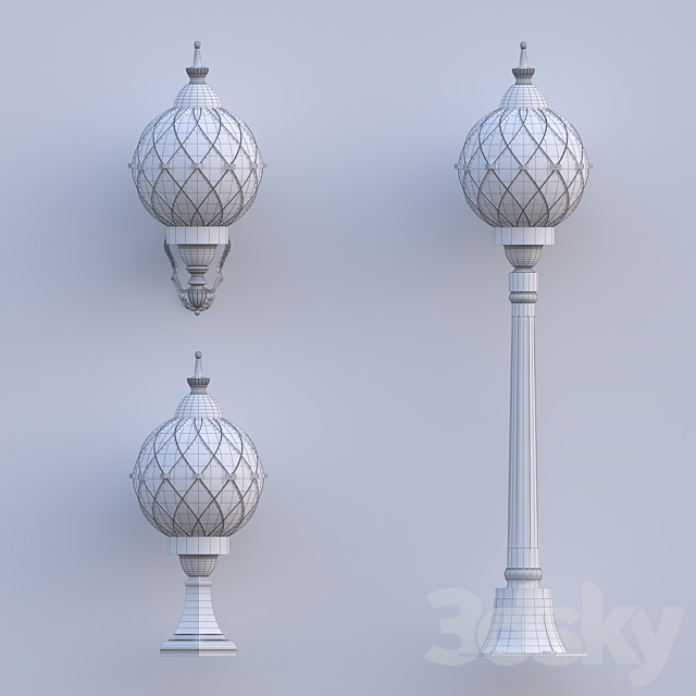 Classic street lamp Sirius Set 3ds Max - thumbnail 3