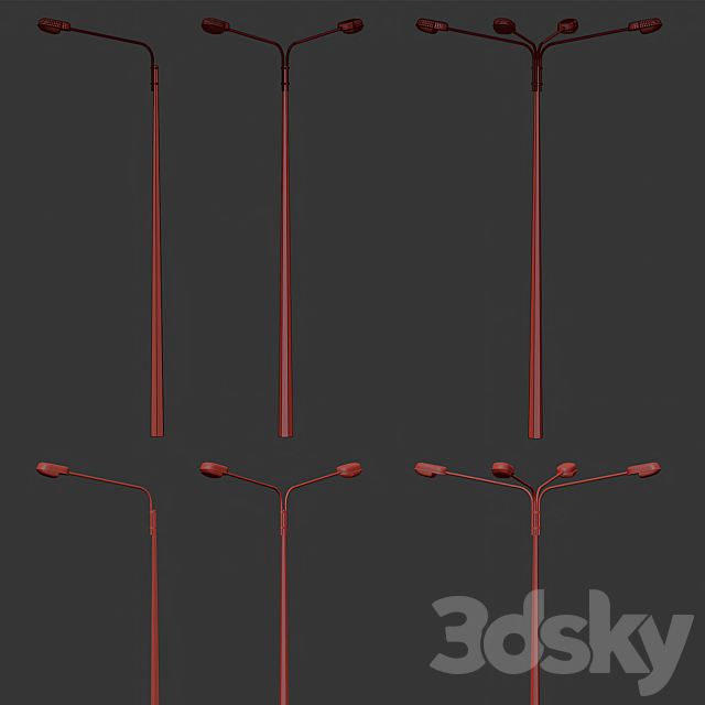 Collection Road Street Lights _ Highway street lights 3DS Max Model - thumbnail 4