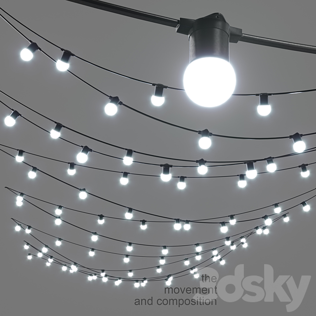 Editable garland belt light street 3DSMax File - thumbnail 1