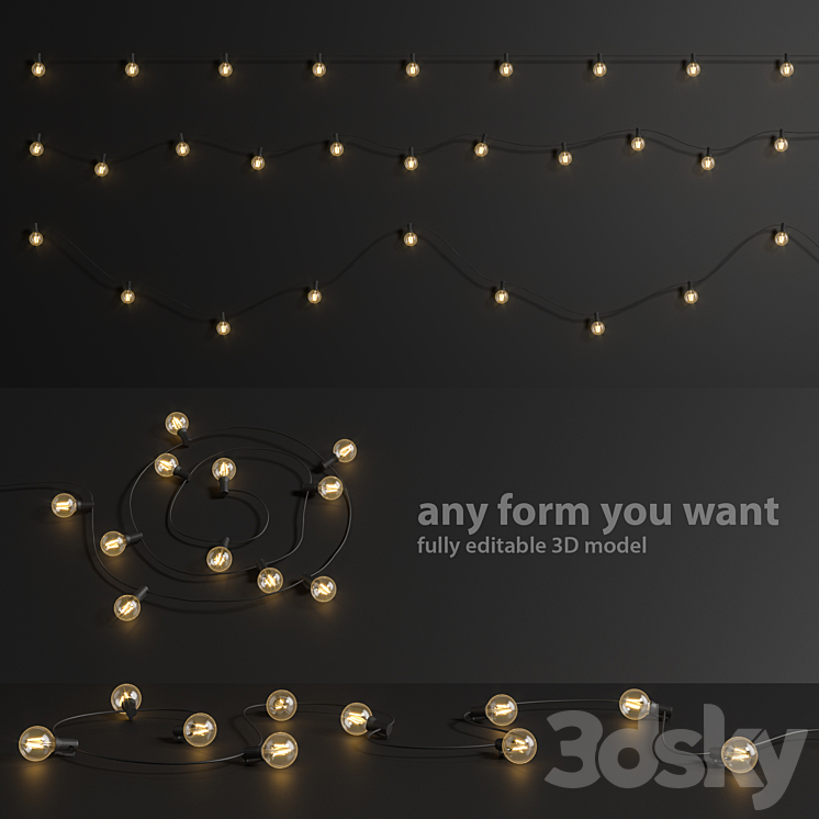 Editable Garland Lights Set 1 3DS Max - thumbnail 1