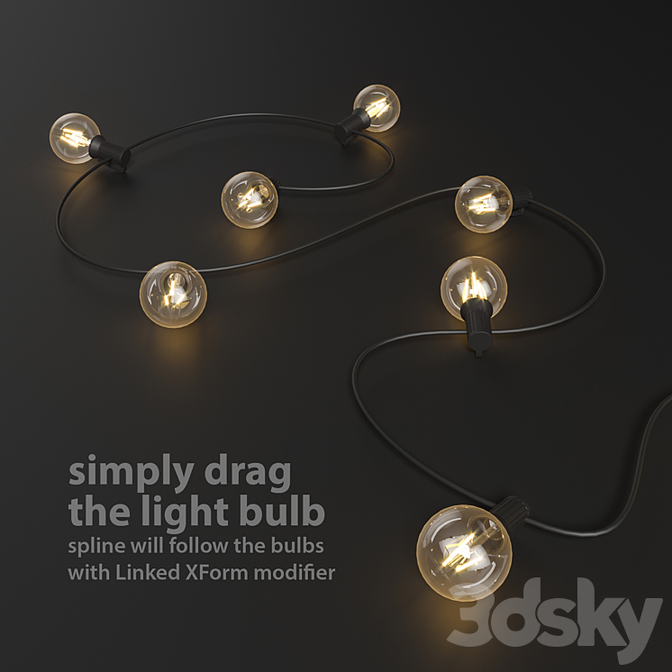 Editable Garland Lights Set 1 3DS Max - thumbnail 2