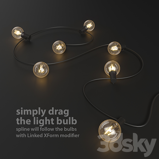 Editable Garland Lights Set 1 3DSMax File - thumbnail 2