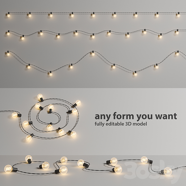 Editable Garland Lights Set 2 3DS Max - thumbnail 1