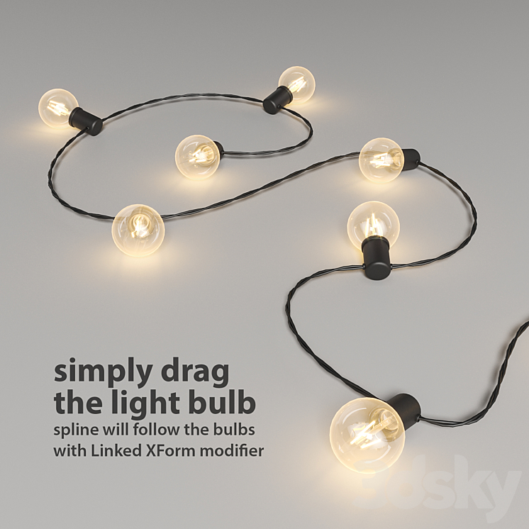 Editable Garland Lights Set 2 3DS Max - thumbnail 2