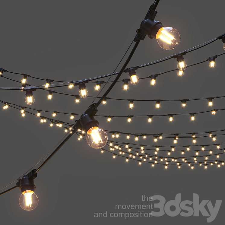 Editable Garland on a rope 3DS Max Model - thumbnail 1