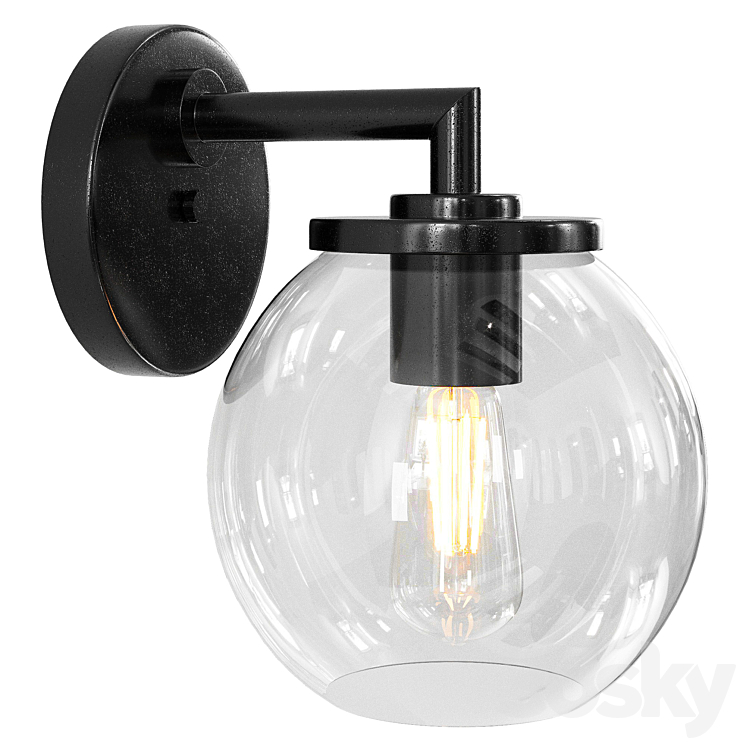 Globe Lanterns Light Black Farmhouse Outdoor Wall Lantern Light 3DS Max Model - thumbnail 1