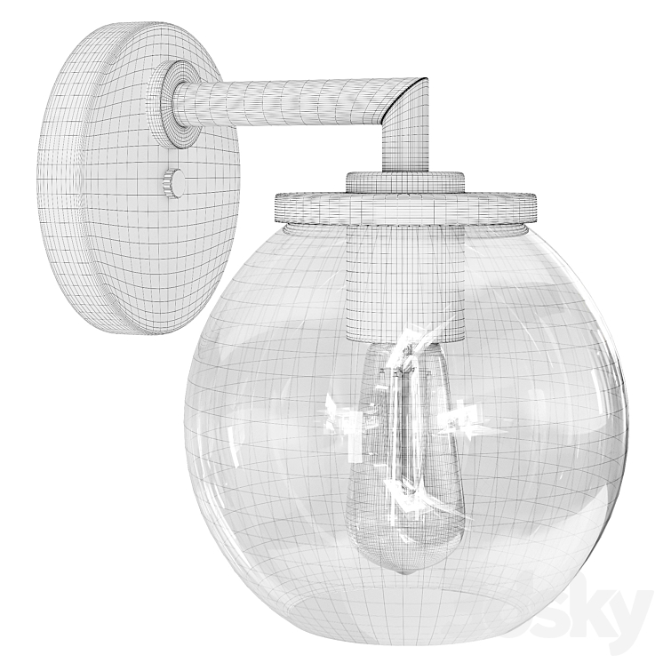 Globe Lanterns Light Black Farmhouse Outdoor Wall Lantern Light 3DS Max Model - thumbnail 2