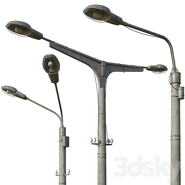 Lamppost (set of 3 poles) 3ds Max - thumbnail 1