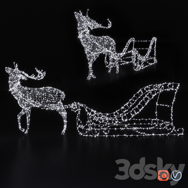 Light volumetric figure Deer and sleigh. 3ds Max - thumbnail 1