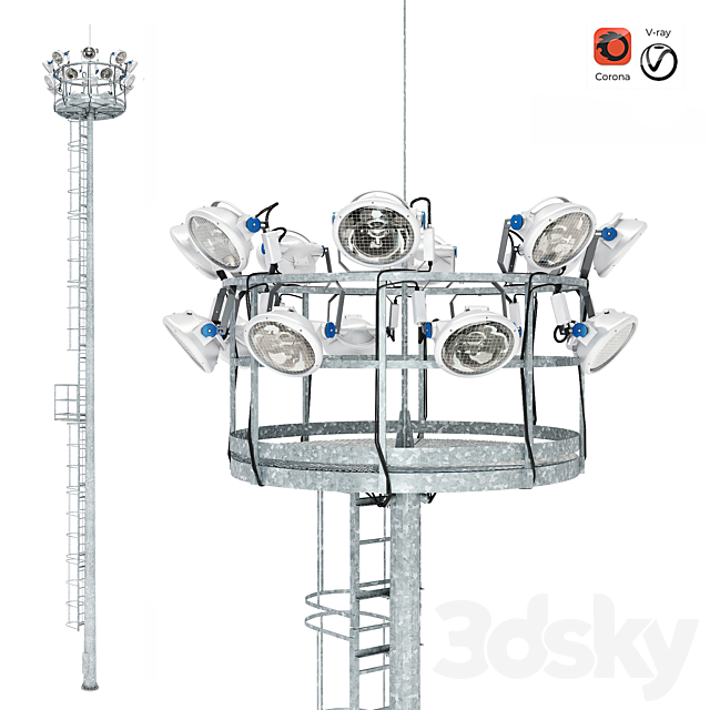 Lighting mast MGF-20-SR with round top 3ds Max - thumbnail 1