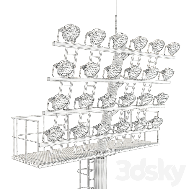 Lighting mast with fixed crown MGF-30-SR 3DS Max Model - thumbnail 5