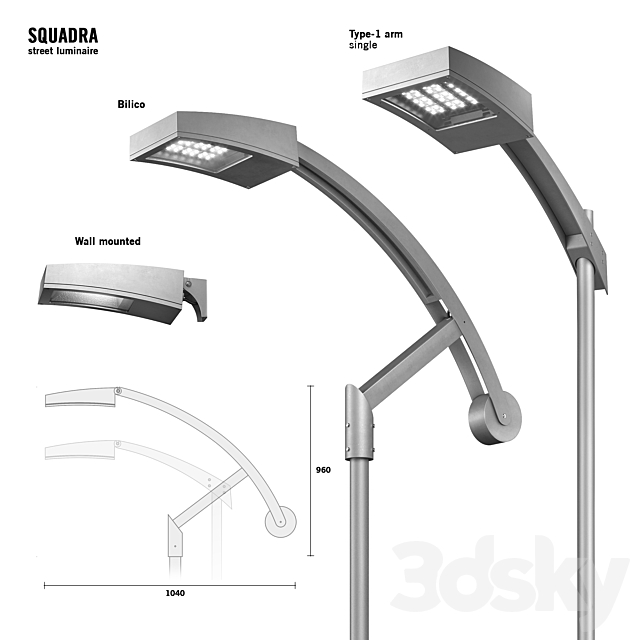 Martini Light – SQUADRA Street Luminaire 3DS Max Model - thumbnail 2