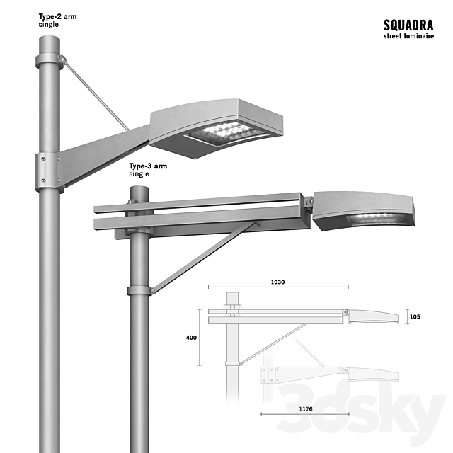 Martini Light – SQUADRA Street Luminaire 3DS Max Model - thumbnail 3