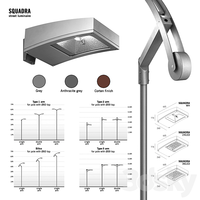 Martini Light – SQUADRA Street Luminaire 3DS Max Model - thumbnail 4