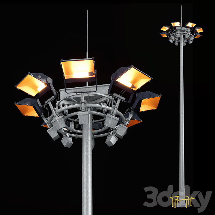Mast with mobile crown + Spotlight Jupiter 3DS Max - thumbnail 1
