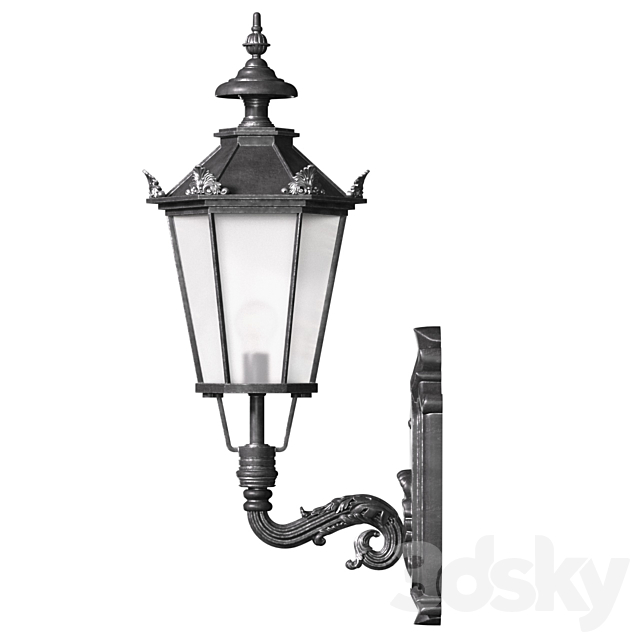 Outdoor wall streetlight. Classical Outdoor Wall Lamp Lighted Lantern Sconce 3DS Max Model - thumbnail 3