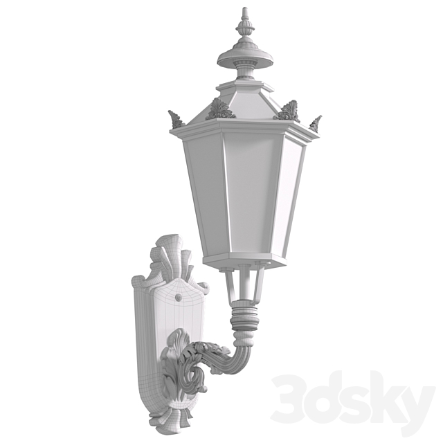 Outdoor wall streetlight. Classical Outdoor Wall Lamp Lighted Lantern Sconce 3DS Max Model - thumbnail 4