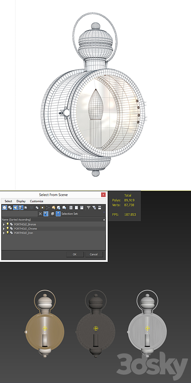 Pottery Barn _ Parthole indoor outdoor Sconce 3DSMax File - thumbnail 3