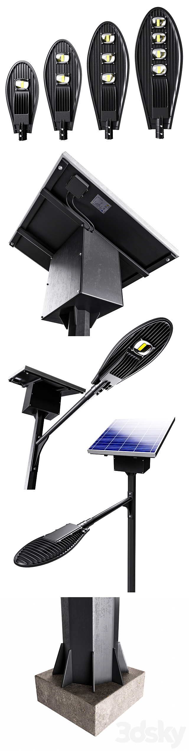 Solar Powered Street Light 3DS Max Model - thumbnail 2