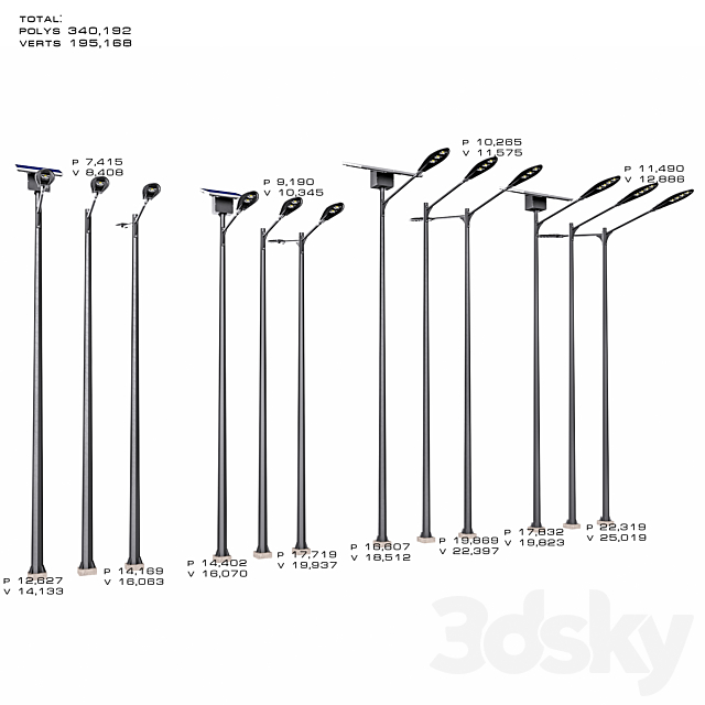 Solar Powered Street Light 3DS Max Model - thumbnail 3