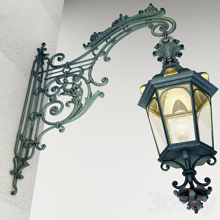 Wrought iron Wall Lamp 3DS Max - thumbnail 2