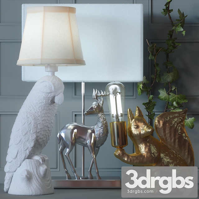 A set of lamps in the form of animals 3dsmax Download - thumbnail 1