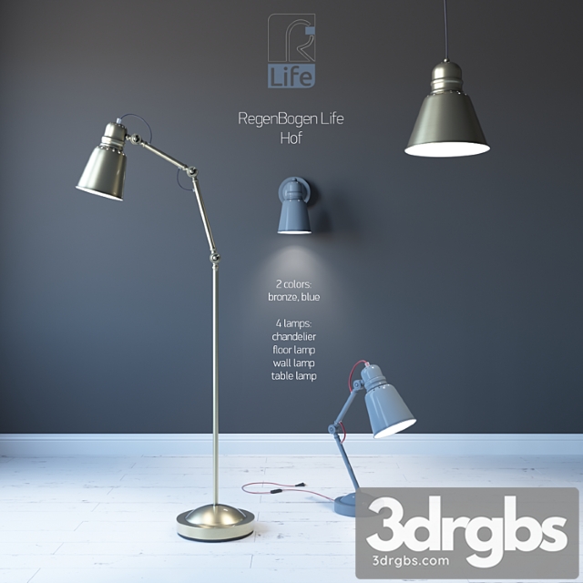 A set of Regenbogen Life lamps from the Hof 2 collection 3dsmax Download - thumbnail 1