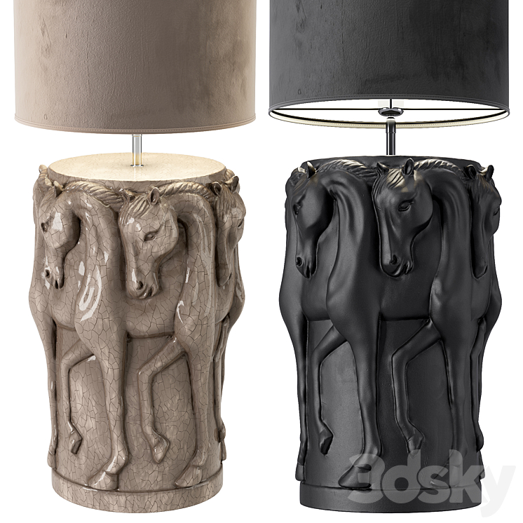 ADAMSBRO LAMP STAND DANCING HORSES 3DS Max Model - thumbnail 2