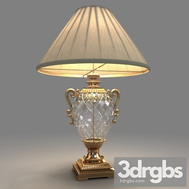 Antique Crystal Chandelier Brass Table Lamp 3dsmax Download - thumbnail 1