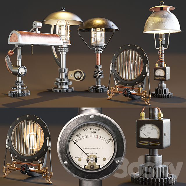 AVE Machine Brothers Lamps Set 3DSMax File - thumbnail 1