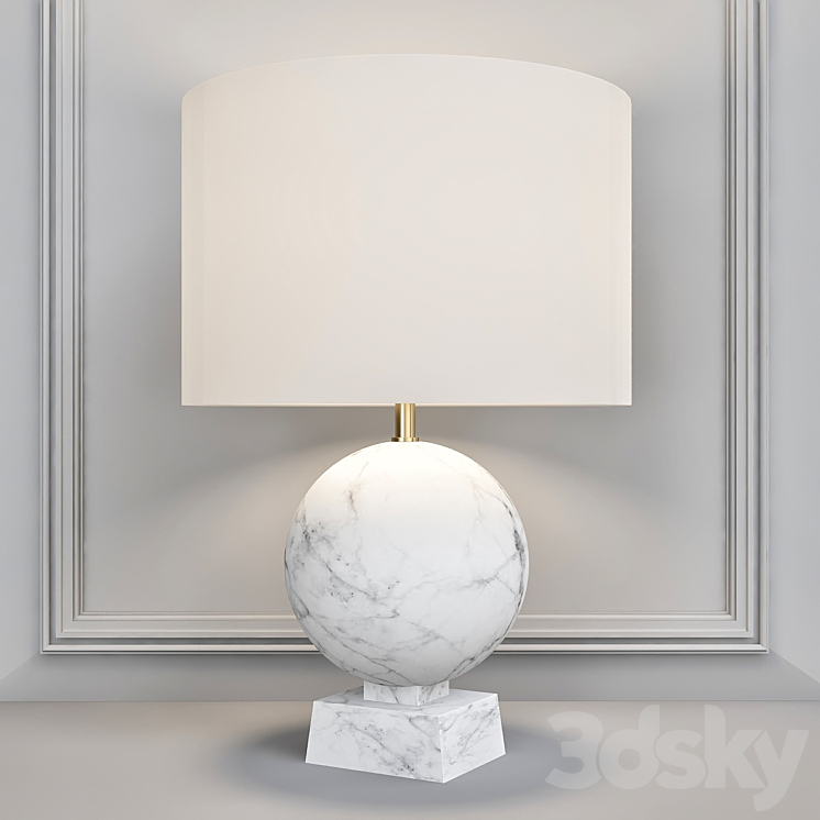 Baker Blanc Sculpte Table Lamp – Round 3DS Max - thumbnail 1