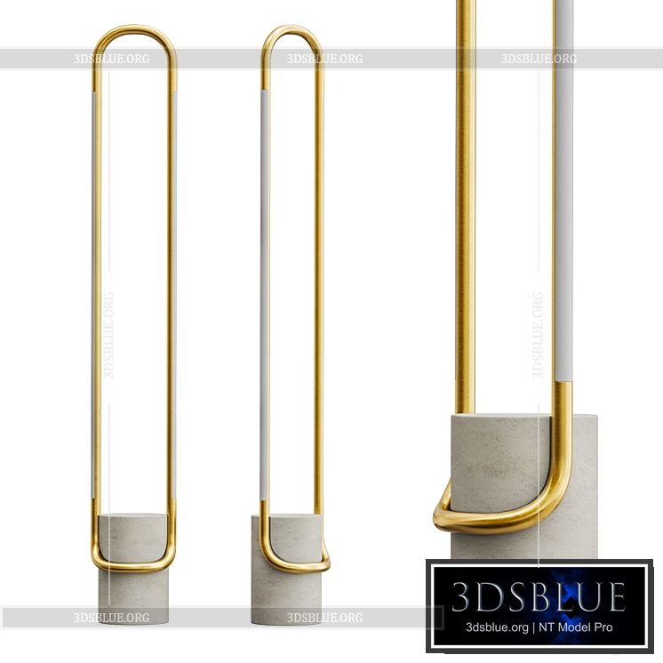 Beau Brass LED Floor Lamp 3DS Max - thumbnail 3