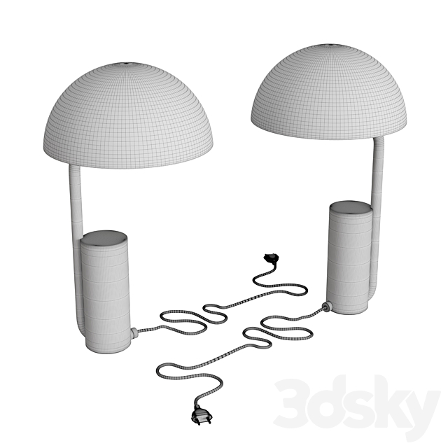 Cap table lamp 3DS Max Model - thumbnail 2