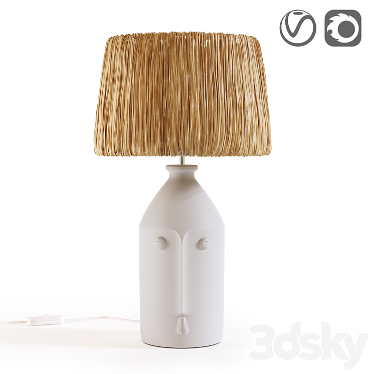 Ceramic and raffia lamp Manoni 3DS Max Model - thumbnail 3