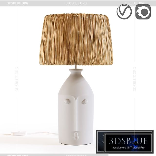 Ceramic and raffia lamp Manoni 3DS Max - thumbnail 3