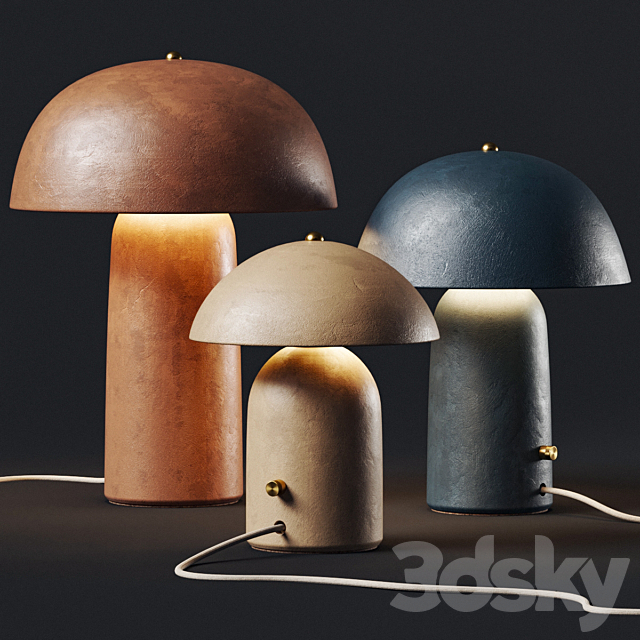 Ceramicah Raku Tera Lime Plaster Table Lamps 3DS Max Model - thumbnail 2