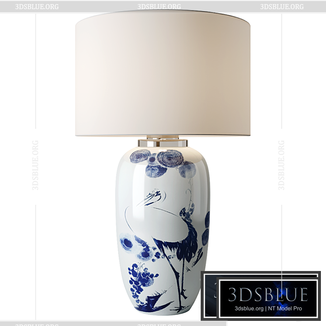 Chinoiserie Ceramic Table Lamp 3DS Max - thumbnail 3