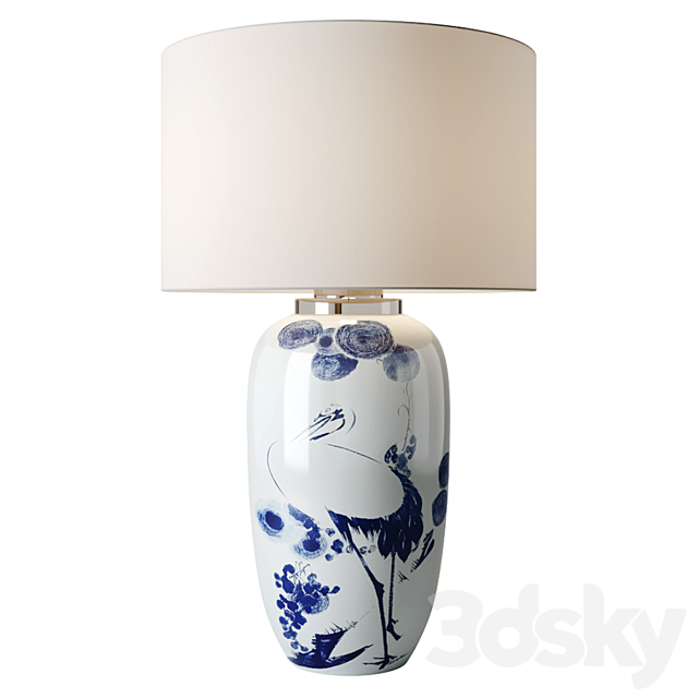 Chinoiserie Ceramic Table Lamp 3DSMax File - thumbnail 1