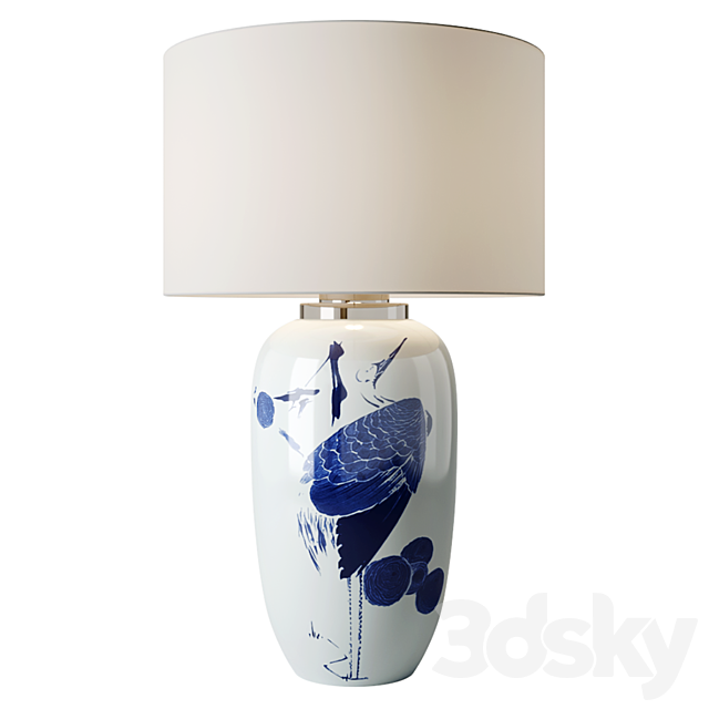 Chinoiserie Ceramic Table Lamp 3DSMax File - thumbnail 2