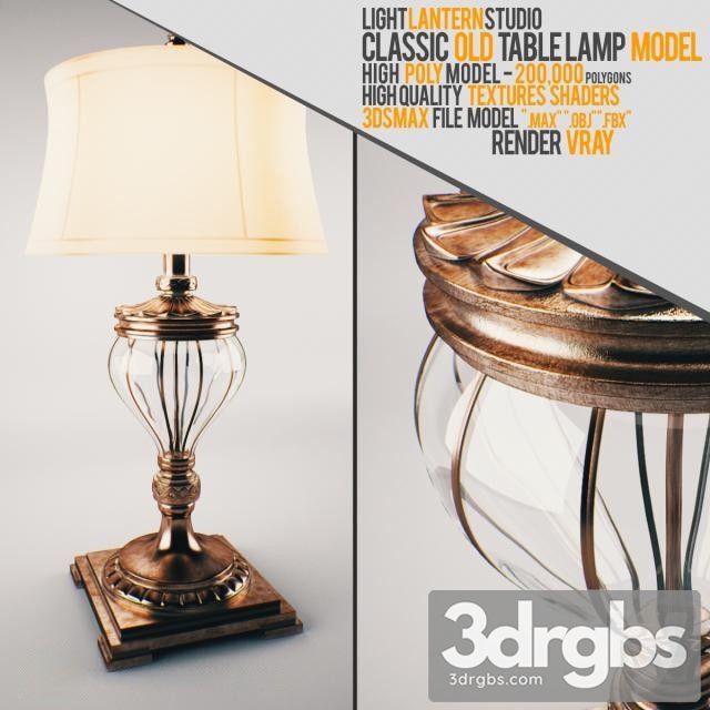 Classic Old Table Lamp 3dsmax Download - thumbnail 1