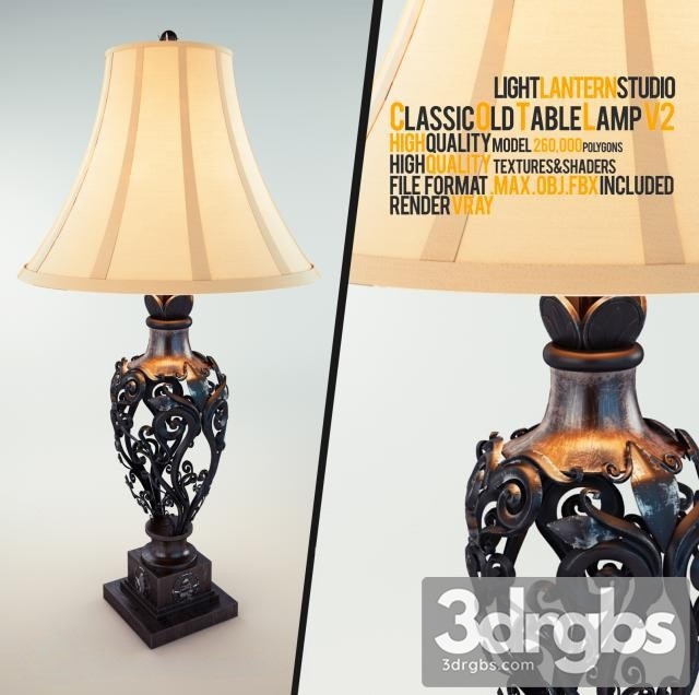 Classic Old Table Lamp V2 3dsmax Download - thumbnail 1