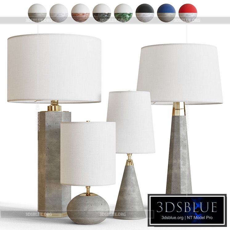 Contemporary table lamps in concrete and marble 3DS Max - thumbnail 3