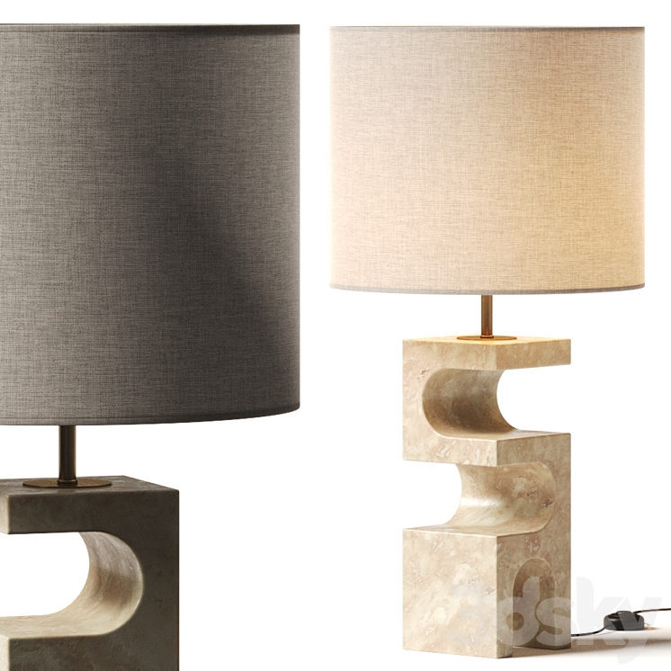 Crate and Barrel Boveda Stone Table Lamp 3DS Max - thumbnail 1