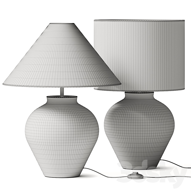 Crate and Barrel Corfu Cream Table Lamp 3DSMax File - thumbnail 3