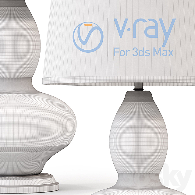 Curvy 1-Light Ceramic Table Lamp 3DS Max Model - thumbnail 3