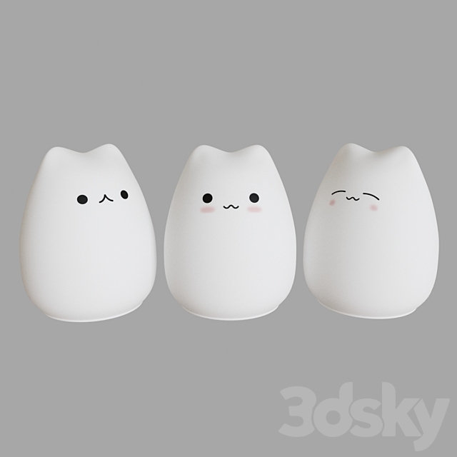 Cute Cat LED Night Lamp 3DS Max Model - thumbnail 3