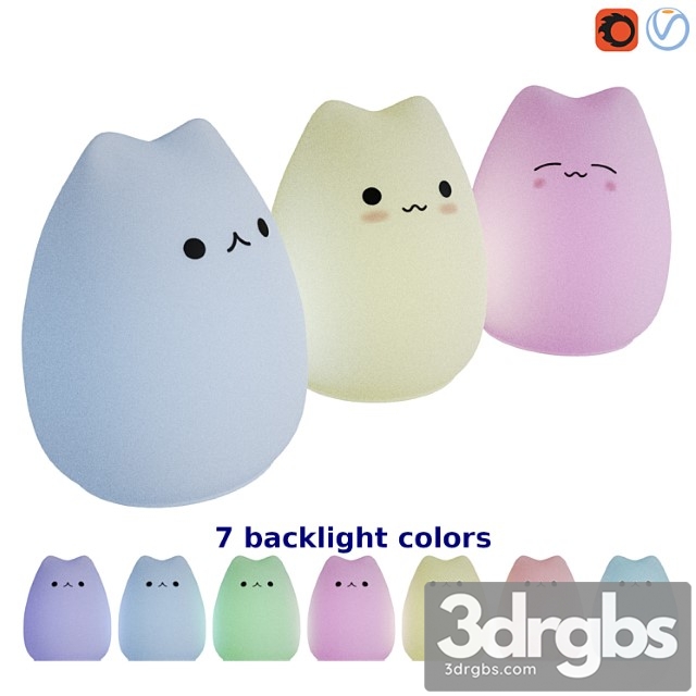 Cute cat led night lamp 3dsmax Download - thumbnail 1