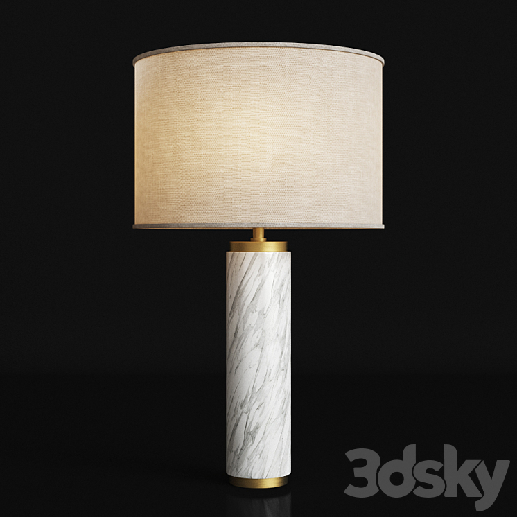 Cylindrical Column Marble Table Lamp 3DS Max - thumbnail 2