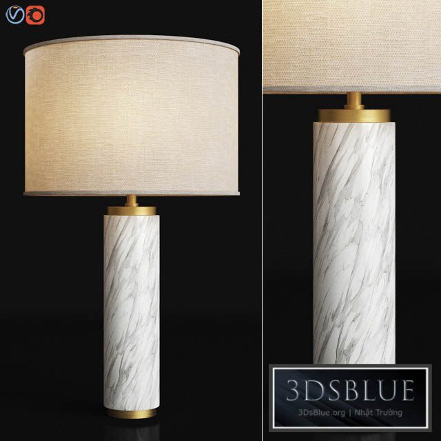 Cylindrical Column Marble Table Lamp 3DS Max - thumbnail 3