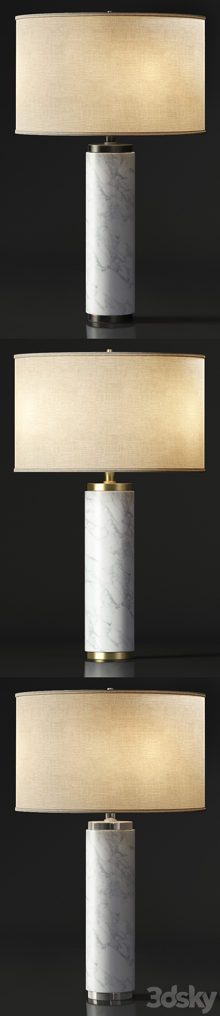 CYLINDRICAL COLUMN MARBLE TABLE LAMP 3DS Max - thumbnail 2